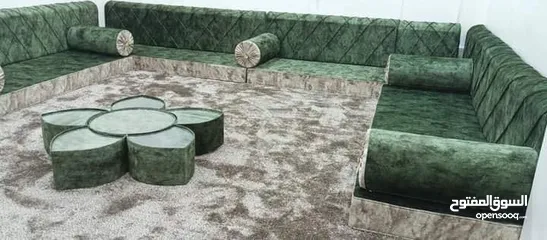  9 فراش عربي  جديد تفصيل 6 فرشات و6 مراكي و6 مساند اسفنج سكني ضغط 14 فقط