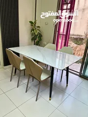  6 طاولة سفرة مع 4 كراسي و 6 كراسي  قاعدة حديد مكلفن ضد الصدأ – متانة وجودة تدوم لسنين