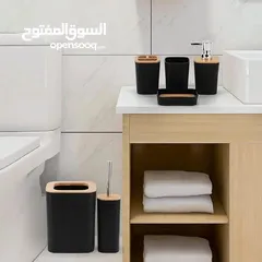  6 مجموعة إكسسوارات الحمام كاملة  تتضمن حامل فرشاة الأسنان، وكوب فرشاة الأسنان وموزع الصابون