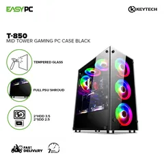  3 كيس جيمنج للتجميعات فارغ مع 4 مراوح ار جي بي ملون - TERMINATOR T-850 4X RGB FANS GAMING CASE