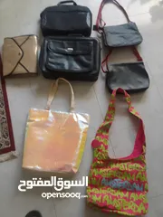  8 حقائب منوعة..حقيبتين يد جلد طليعي..محفظة جلد طبيعي..محفظ سغر شامواة كحلي..شنط يد كبيرة ..شنط لابتوب