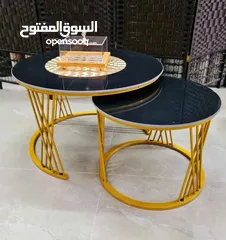  9 طقم طاولات قطعتين وسط شايش فل ابدااع طاولة وسط بلاطة شايش ثقيل  خشب جرانيت ثقيلل