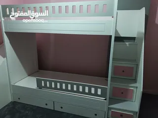  18 تخت طابقين ثلاثي مكفول 5 سنوات بحمل 150 كيلو  الخشب لامنيت مسمك ع خمالتين 3.5 سم
