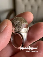  6 خاتم فضة ثقيله عيار 999 صياغة يدوية مدوية متوج بعقيق يماني قبة