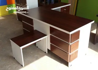  3 مكتب خشب لامينت 140*70 مع جانبية وطاولة وسط بسعر المصنع تفصيل كافة الاثاث المكتبي