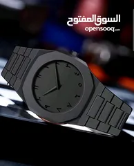  6 ساعة رجالية وشبابية فخمة سوداء بالكامل مع لمعان بالأرقام العربية