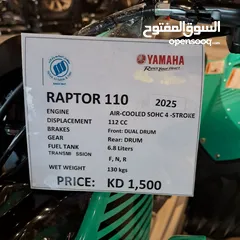  3 YAMAHA RAPTOR110.....2025