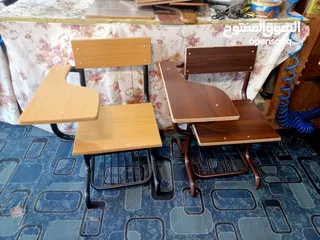 4 مقاعد مدرسيه مزدوجة مع مفرد حديد ثقيل وخشب ماليزي جميع الأوان