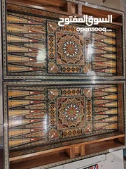  3 طاولة زهر خشب موزاييك صناعة سورية للبيع