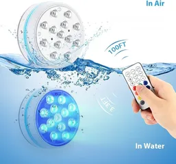  4 مصابيح ليد مغناطيسية مقاومة للماء  مع أكواب شفط، لحوض السباحة تحت الماء، إضاءة RGB مع جهاز تحكم عن ب