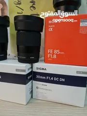  3 عدسات سوني و سيجما Sony Lens 85mm F1.8, Sigma 16mm & 30mm F1.4