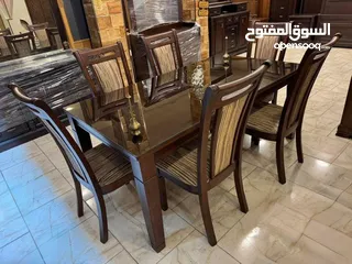  1 غرفة فة سفره 6 كراسي خشب بلوط وتك