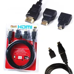  2 تحويلات 3in1 HDMI Cable To Mini Micro HDMI Adaptor Cable Kit HD 1.5M  Tablet PC