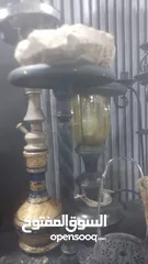  4 مناضر تيبل لامب نحاس وعادي كراسي خشب قديمه