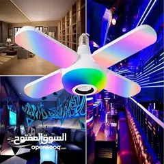  11 لمبه اضائه RGB و سماعات سماعة بلوتوث شكل مروحه لمبة اضائه تحكم ريموت و بلوتوث مقاس 40 سم