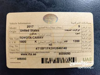  5 Toyota camry 2017 model