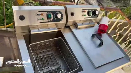  10 قلاية كهربائية مزدوجة ستانلس ستيل مع حنفيات لتصفية الزيت – بسعر 2000 شيكل