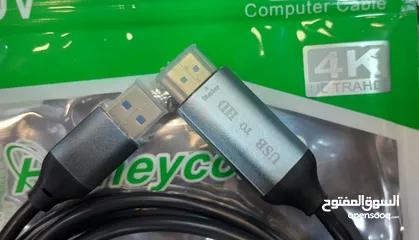  2 وصلة من USB إلى HDMI  USB TO HDMI CABLE 4K طول 1.8 متر