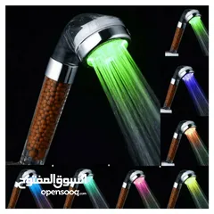  6 دش حمام مضئ و مقوي لضخ الماء لا يحتاج الى بطاريه او كهرباء دوش التورمالين المضئ