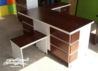  3 مكتب خشب لامينت 140*70 مستورد مع جانبية وطاولة وسط بسعر المصنع تفصيل جميع القياسات والموديلات