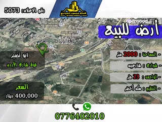  1 رقم الأعلان ( 5073) قطعة ارض للبيع في ابو نصير فوق شارع الأردن