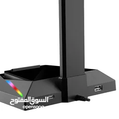  8 Meetion U003 RGB Stand For Gaming Headphone حامل قاعدة سماعات مضاءة مع مداخل