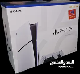  1 بلايستيشن فايف سلم مستعمل مع ايدتين (Playstation 5 slim used) PS5 Slim Cd