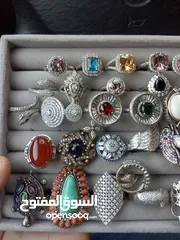  28 خواتم فضه ستاتي مطعمه بالاحجار