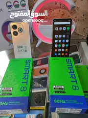  6 جهاز جديد بالكرتونة Smart 8 رام 4 جيجا 64 مكفول سنة متوفر توصيل