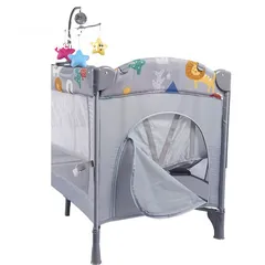  1 تخت بيبي من island toys امريكي فخم جدا مع كامل الاضافات next to me جنب متحرك وعلاقه العاب وعجلات