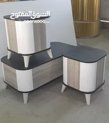  4 طاولات وسط خشب ودهان الون اختياري مكون من ثلاث قطع تفصيل حسب المقاس