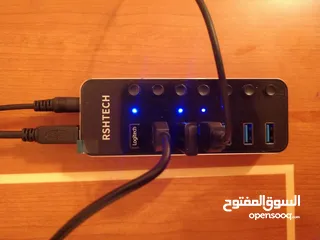  8 RSHTECH 7 PORT USB 3.0 HUB تحويلة الكل في واحد  دوكسيتشن -هب