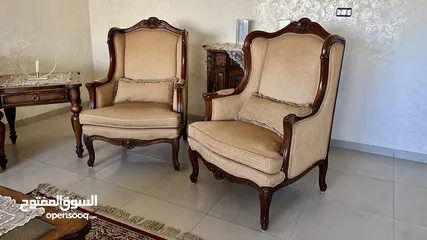  4 صالون 7 مقاعد خشب زان صولد بحالة ممتازة