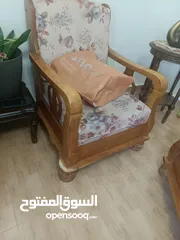  13 طقم موريس سبع مقاعد خشب زان مع طاولة وسط خشب زان مع سجلونة حديد