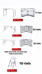  4 FIBRE FOLDING TABLES AND CHAIR