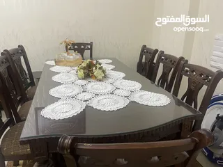  2 طاولة سفرة ثمانية مقاعد خشب