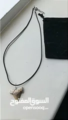  14 Italian silver necklace with wire wrapped ancient shark tooth fossil + free leather rope