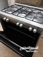  1 فرن غاز خمس عيون ستانلس بالكامل نوع STYLE قياس 90 سم واسع و بحالة ممتازة   نار زرقاء ممتازة