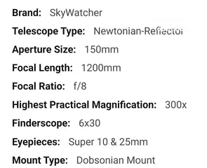  6 telescope sky watcher 6"