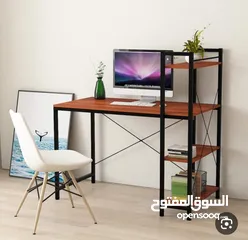  2 مكتب بتصميم عصري و بسيط من ايباما مع 4 رفوف يستخدم كطاولة للدراسة او العمل او اللعب مع رفوف للتخزين