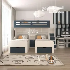  2 تخت طابقين بثلاث اسره