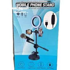  1 MOBILE PHONE STAND LIVE VOICE PROFESSIONAL حامل هاتف محمول مع رينج لايت 