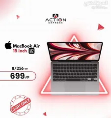  1 APPLE MACBOOK AIE M2 15 in ماك بوك air m2 15 إنش  8رام /256 جيجا