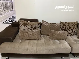  6 كنب غرفة الجلوس بحالة جيده sofa brown good condition