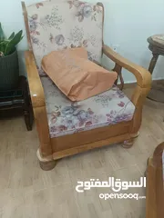 12 طقم موريس سبع مقاعد خشب زان مع طاولة وسط خشب زان مع سجلونة حديد