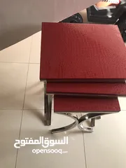  1 طقم طاولات جلد مع استيل