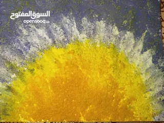  1 رسمة دوار الشمس بالوان اكريلك
