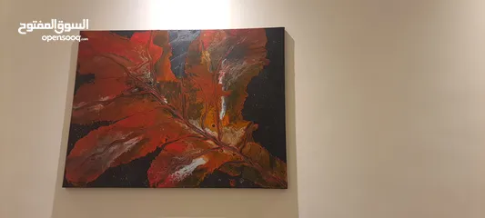  5 لوحة فنية كانفس مرسومه باليد