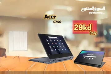  1 Acer c740  Processor: Intel celron  Windows: 10pro Ram : 4GB Ssd: 128gb