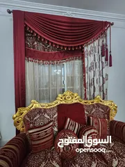  4 طقم كنب خشب زان مصري ل 10 اشخاص وستائر كالجديد  Egyptian beech wood sofa set for 10 people and curta